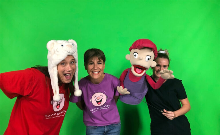 Puppets in front of green screen