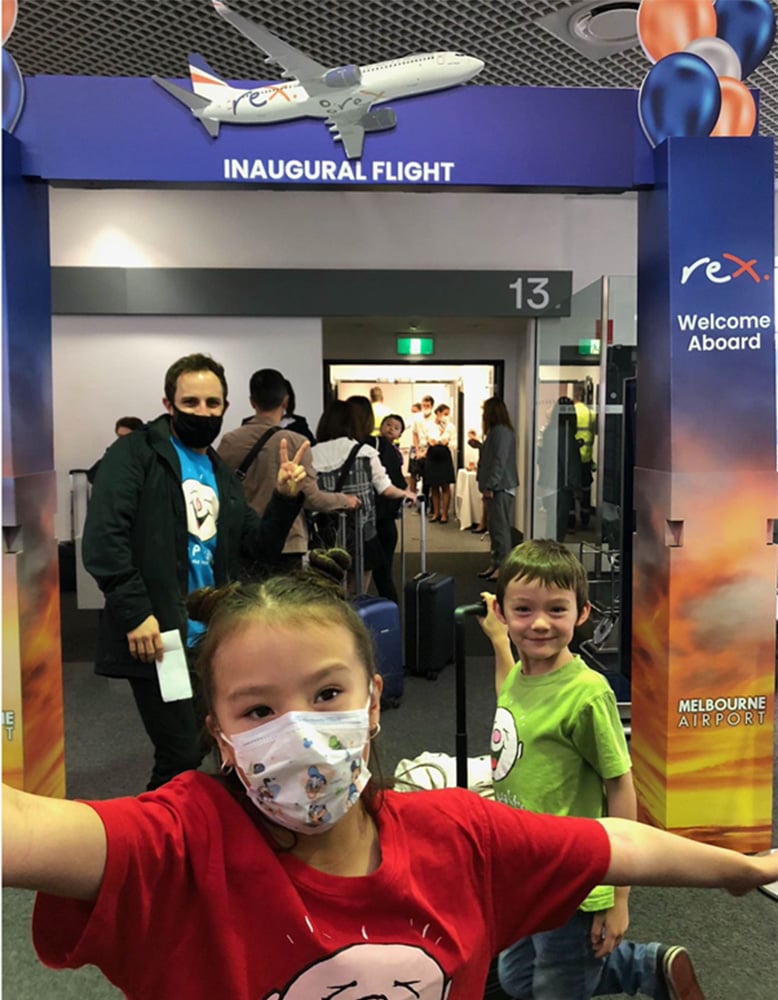 Kids ready to enter terminal
