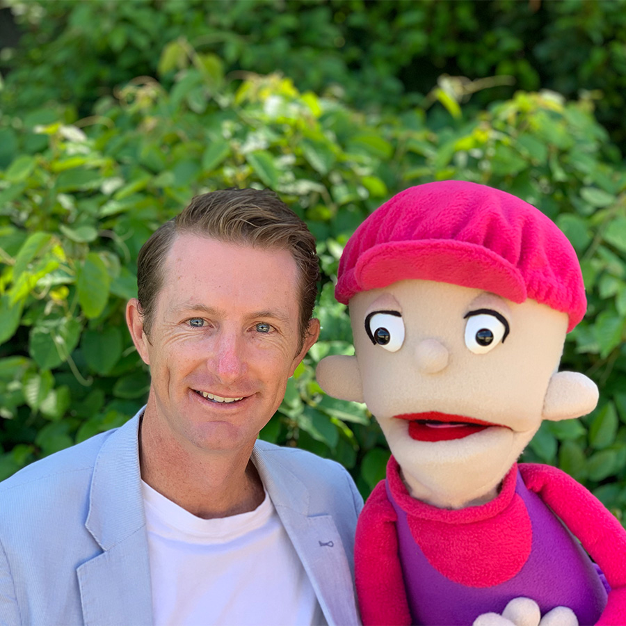 Michael Crossland with Camp Quality Puppet