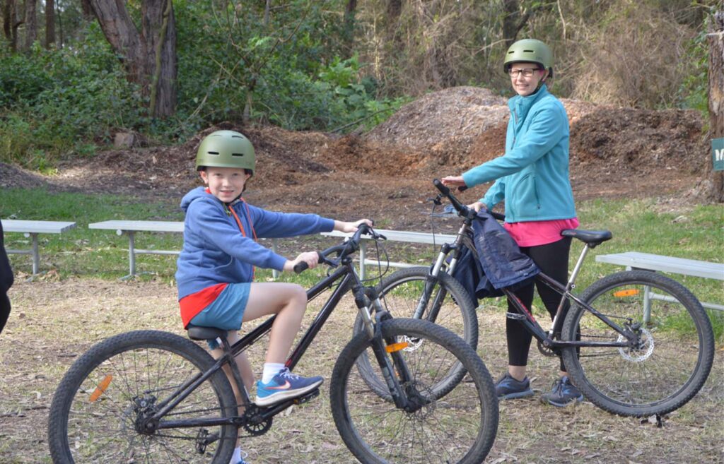 Child and mother on bike