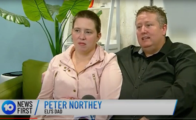 Two parents being interviewed by 10 news first